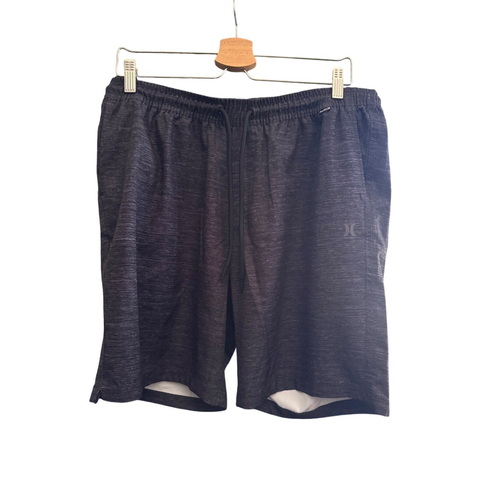 Hurley Mens Hybrid Walk Shorts Charcoal Heather Grey Elastic Waist Size Large